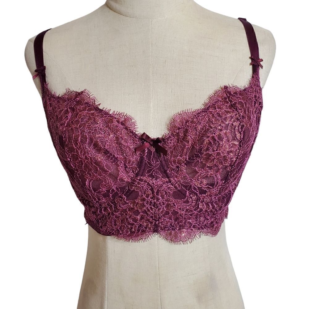 Victoria's Secret Burgundy & Gold Dream Angel's Push Up Without Badding Bra Top